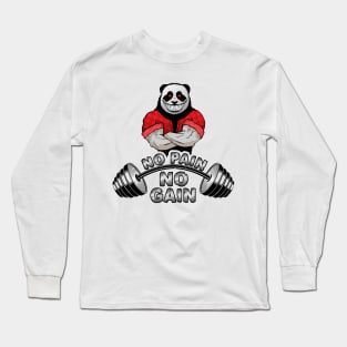 Art barbell and strong evil panda. Long Sleeve T-Shirt